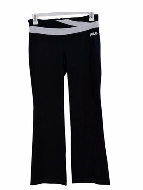 Fila Sport Black Track Pants with White Waistband Accent Size M